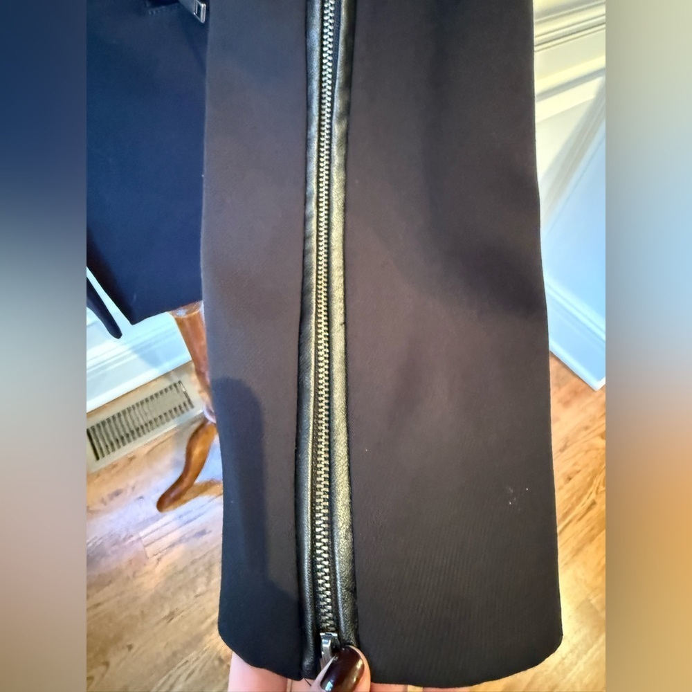 Ramy brook multimedia blazer Black faux leather trim zipper sleeves Size large - Picture 6 of 8